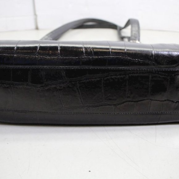 Brighton Dark Brown Croc Embossed Patent Leather Shoulder Bag - Picture 8 of 16